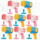 8-Pack Bubble Gun with Solution Refill, 40-Hole Automatic Rocket Shape Bubble Machine Blaster Blower Bulk for Wedding, Outdoors, Party Favors, Photo Prop, Reception Entertainment