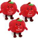 Hollowfly 3 Pcs Teacher Appreciation Gifts for Adults, Thank You Soft Keepsake, Best Teacher Ever Cute Desk Decor Thank You Gift for Adult Women Men End of Year(Apple)