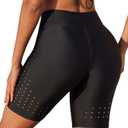 ATTRACO Women's High Waisted Swim Shorts with Pockets Bathing Suit Bottoms Long Board Shorts Plus Size (Black, M)