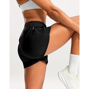 Soothfeel Women's Athletic Running Shorts with Pockets Quick Dry High Waisted Workout Active Gym Shorts for Women, Size S