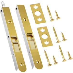 2 Pack 7 Inch Flush Bolt for Double Door, Heavy Duty Chrome Plating Flush Latch Bolts, French Lock for Opening and Composite Wood Double Dummy Door (Copper Plating Color)
