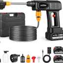 Portable Cordless Pressure Washer, 600 PSI 21V 2x3.0Ah Rechargeable Batteries Powered Pressure Washer, 6-in-1 Nozzle with Jet Nozzles for Car Floor Wall Fence Cleaning Pet Cleaning