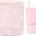 2 x Silicone Boot Compatible with Sinple Midern 24/30/40 oz Tumbler with Handle/Trek Pivot, Protective Anti-Scratch Bottle Bottom Sleeve Cover Compatible with Sinple Midern Tumbler (Bling Blush)