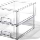 BINO | Stackable Storage Drawers, Large - 2 Pack, Clear | THE CRATE COLLECTION | Storage Bins With Drawers | Bathroom Organizers | Under Sink Organizer | Vanity Cabinet Home Organization