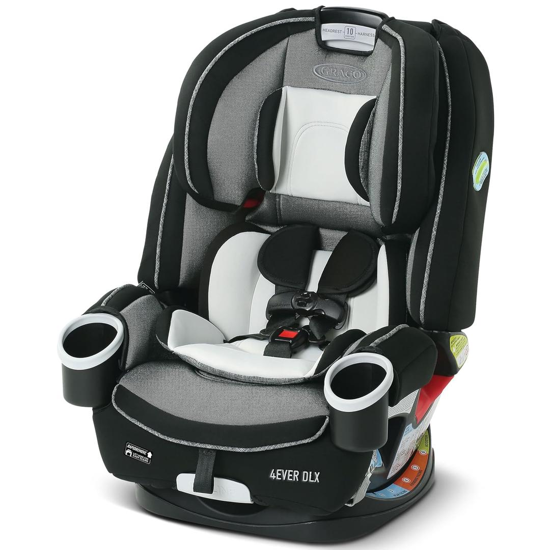 Graco 4Ever DLX 4-in-1 Car Seat Grey Infant to Toddler Car Seat with 10 Years of Use Rear-facing Forward-facing and Booster Modes Safe Comfortable and Convenient, Date Manufacture 04-26-2024