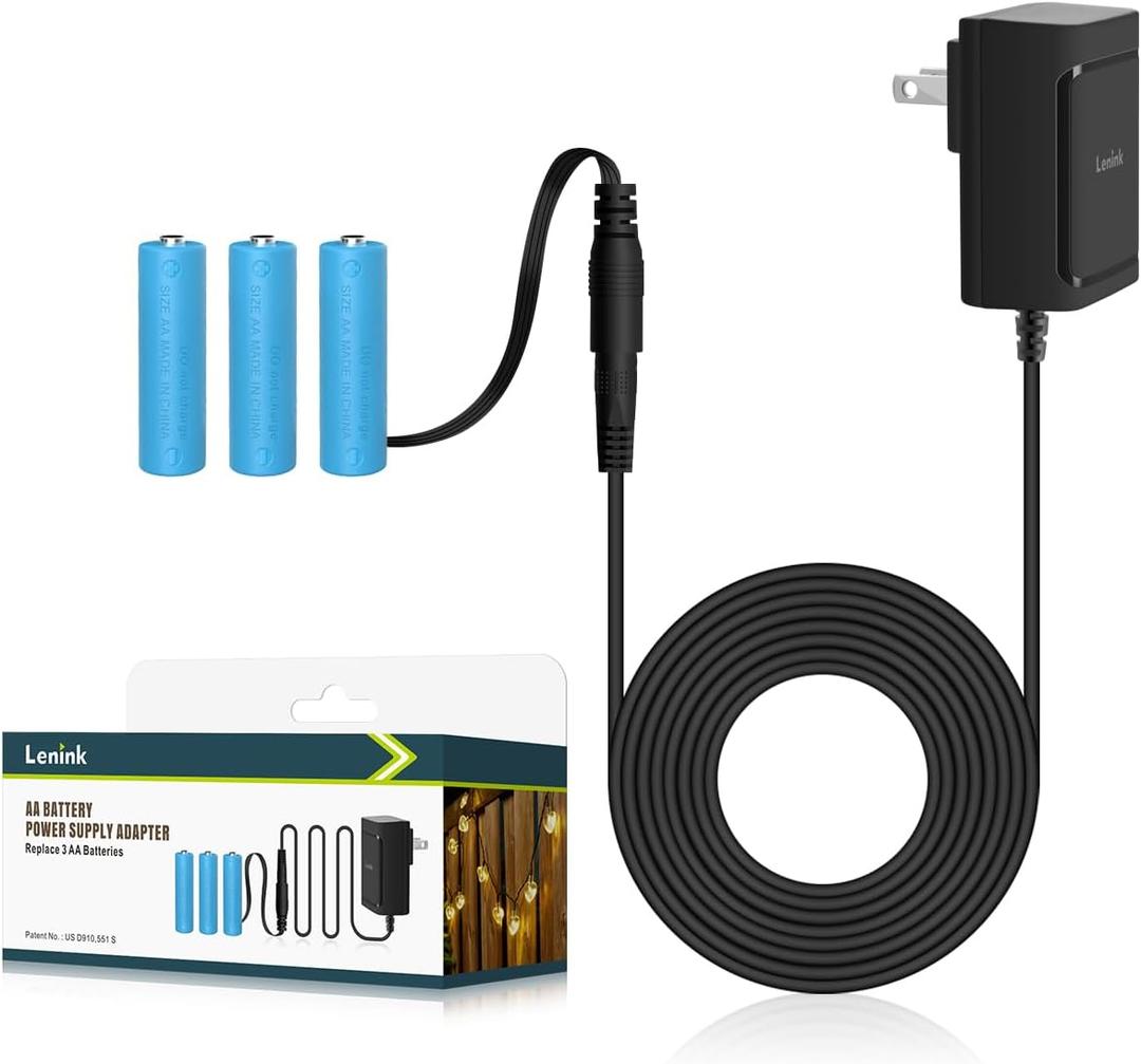 Lenink AC Power Supply Adapter for 3 AA Battery, AA Battery Replacement Adapter for LED Light, Decorations (Black)
