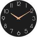 cicininc Wall Clock, 12 Inch Wooden Silent Non-Ticking, Decorative Battery Operated Wall Clocks for Bedroom, Kitchen, Home, Living Room, Office, School, Hotel (Black)