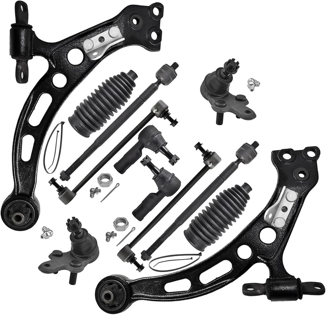 ASTARPRO - 12pc Front End Suspension Kit for 97-01 Toyota Camry Lexus ES300 1997 1998 1999 2000 2001, 2 Lower Control Arms + 2 Ball Joints + 2 Sway Bar Links + 4 Inner & Outer Tie Rod Ends + 2 Boots