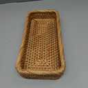 Rattan Bathroom Vanity Trays Toilet Tank Baskets Long Narrow Hand Towel Storage Basket for Storage, Decorative (Natural 10.2 x 4.9 x 1.6 inch)