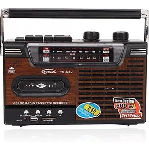 Retro Cassette Player, Retro with Cassette Player and AM/FM Radio Speaker and Earphone Jack, Vintage Tape Player Recorder Cassette Support Storage Card and USB 