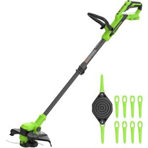 Greenworks 24V 12" Brushless String Trimmer, 2-in-1 Trimmer/Edger, Adjustable Shaft, 10 Plastic Blades, Lightweight 5.25lbs, Battery and Charger Not Included, 12" NEW