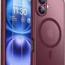 SPIDERCASE Magnetic for iPhone 16 Plus Case,with 2 Pcs [Tempered Glass Screen Protector] Translucent Matte Back Slim Shockproof Protective Phone Case for iPhone 16 Plus 6.7'', Red 2Pack