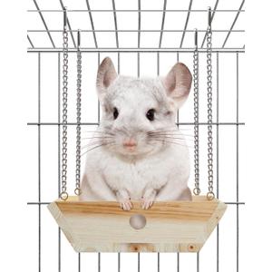 Natural Wood Chinchilla Hammock for Cage Swing, Chinchilla Bed Hanging, Wooden Chinchilla Toys and Cage Accessories, Chinchilla House Hut Ledges And Platforms Enrichement, Indoor Chinchilla Habitat
