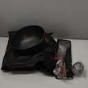 WANGYUANJI Carbon Steel Wok with Lid, 8.7" Small Mini Wok Pan, Thickened Heavy Duty Flat Bottom for Deep Frying, Camping & Solo Meals, Induction Ready, Seasoning Required, Traditional Pow Skillet (Black)