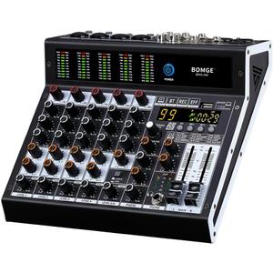 BOMGE Professional audio mixer 6 Channel Mixing Console with 99 DSP Effect,+48V Phantom, Bluetooth,USB Interface.2 AUX.FX Processor for studio recording & Live Performances