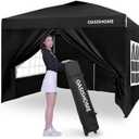 OASISHOME Pop-up Gazebo Instant Portable Canopy Tent 10'x10', with 4 Sidewalls, Windows, Wheeled Bag, for Patio/Outdoor/Wedding Parties and Events (10FTx10FT, Black)