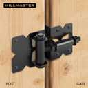 2 Pack Self Closing Gate Hinges for Wooden Fences Heavy Duty Solid Vinyl Fence Gate Closer Hinges with 22 Screws Swing Adjuster Tool 90 Degree Tension Gate Hardware Kit Black Finish