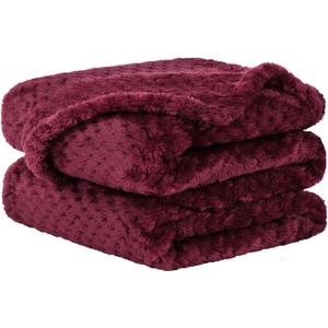 uxcell Flannel Fleece Bed Blankets, Soft Warm Microfiber Blanket, Mesh Fuzzy Plush 330GSM Lightweight Decorative Solid Blankets for Bed Pet (27"x40") Burgundy