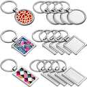 Chuangdi 12 Pieces Sublimation Blank Keychain Metal Heat Transfer Keychain Blank Board Key Rings for DIY Crafts Supplies, 3 Shapes