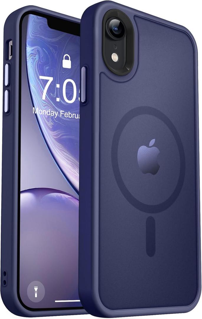 MOCCA Strong Magnetic for iPhone XR Phone Case, [Compatible with Magsafe][Mil-Grade Drop Protection] Slim Thin Translucent Matte Protective Cover Case for iPhone XR Case 6.1'', Deep Blue