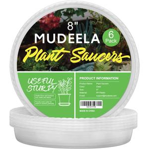 MUDEELA 6 Pack of 8 inch Plant Saucer, Durable Plastic Plant Trays for Indoors, Clear Plastic Flower Plant Pot Saucer, Made of Thicker, Stronger Plastic, with Taller Design