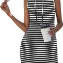 AUSELILY Womens Summer Dresses 2025 Casual Sleeveless Sweatshirt Dress Drawstring Hoodie Mini Dress with Pockets (Black, L)