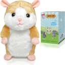 YH YUHUNG Interactive Talking Hamster Toy Repeats What You Say, Mimics Your Voice with High-Pitched Tone & Head Nodding, Soft, Durable Plush Hamster Stuffed Animal Repeating Toy for Kids (Brown)