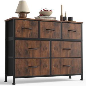 Sweetcrispy 7 Drawer Dresser with Fabric Bins Fabric Storage Tower Organizer for Bedroom Closet Hallway Entryway Tall Chest of Drawers with Steel Frame Wood Top Easy Pull Handles,Rustic Brown Sweetcrispy 7 Drawer Dresser with Fabric Bins Fabric Storage Tower Organizer for Bedroom Closet Hallway Entryway Tall Chest of Drawers with Steel Frame Wood Top Easy Pull Handles,Rustic Brown