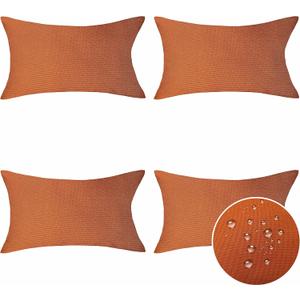 Home Brilliant Outdoor Pillows Covers for Patio Rectangle Pillow Cover 12x20 Lumbar Throw Piillow Covers Decorative Pillowcases Fall New Year, Set of 4, 12 x 20, Burnt Orange