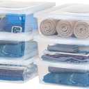 IRIS USA 6-Pack Storage Bins with Lids, 28 Quart, Clear Stackable Containers Box Organize Shoes Closet Shelves Clothes Blankets Towels - BPA-Free Plastic