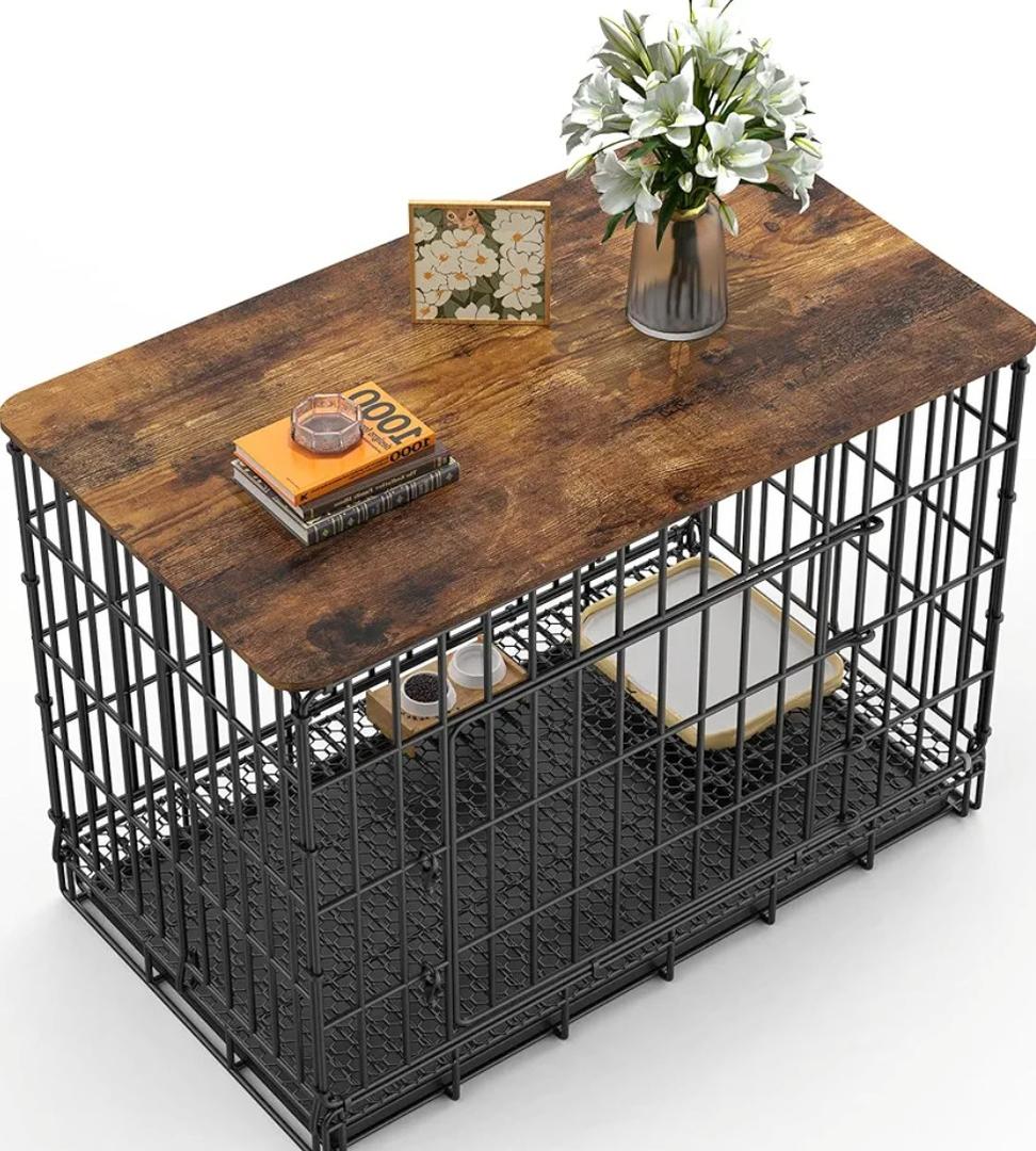Dog Crate Topper for 30'' Dog Cage, Dog Kennel Topper Wood Countertop Cover & Cage