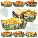 Dinosaur Disposable Paper Trays, 24Pcs Birthday Party Supplies for Popcorn, Nachos, Fries, Corn Snack Trays - Theme Party Decorations and Movie Favors