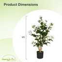 2 Pack 3FT Artificial Camellia Trees in Pots, White Flowers