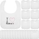 Toulite White Bibs for Baby Washable Reusable Waterproof Cotton Feeder Bibs with Double Sided Design