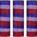 3 Rolls Red White Blue Stripe Deco Mesh Ribbon for Patriotic Wreath Making Supplies, 10 Inch x 30FT Metallic Foil Burlap Deco Mesh Fabric for DIY Crafts Door Wreath Swags and Decorating