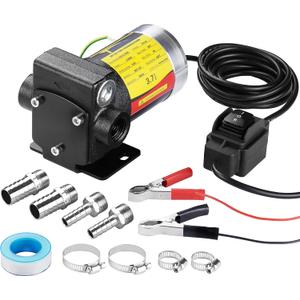 TRUPOW 12V DC Self-priming Gasoline Fuel Oil Transfer Pump with Reversible Pumping for Gasoline Diesel Kerosene & More