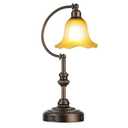 RORIA Touch Farmhouse Table Lamp for Living Room, 3-Way Dimmable Rustic Nightstand Lamp with USB A+C Ports, Vintage Retro Lamp for Bedroom End Table with Amber Glass Shade, LED Bulb Included (Bronze)