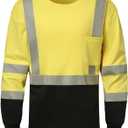 SKSAFETY FR Shirts for Men Long Sleeve, Welding Shirt 6oz Lightweight High Vis Fire Resistant Flame Retardant Shirt CAT2 (Large, Yellow)