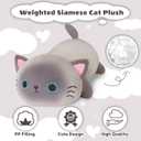 Finebee Weighted Siamese Cat Stuffed Animals, Cute Weighted Siamese Cat Plush, Soft Stuffed Weighted Plushie Pillow Gifts for Kids & Adults (9.8" 0.8Lbs)
