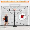 GADFISH Basketball Rebounder Net, Heavy-Duty Steel Frame Basketball Return Net Catcher Backstop Nets Basketball Return Attachment Yard Guard for Outdoor