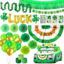 St Patricks Day Golf Cart Decorations Kit Tinsel Garlands Irish Flag Crepe Paper Streamers Balloons Banners Paper Fans Shamrock Clover Hanging for Golf Cart Irish Ireland Parade Party Decor