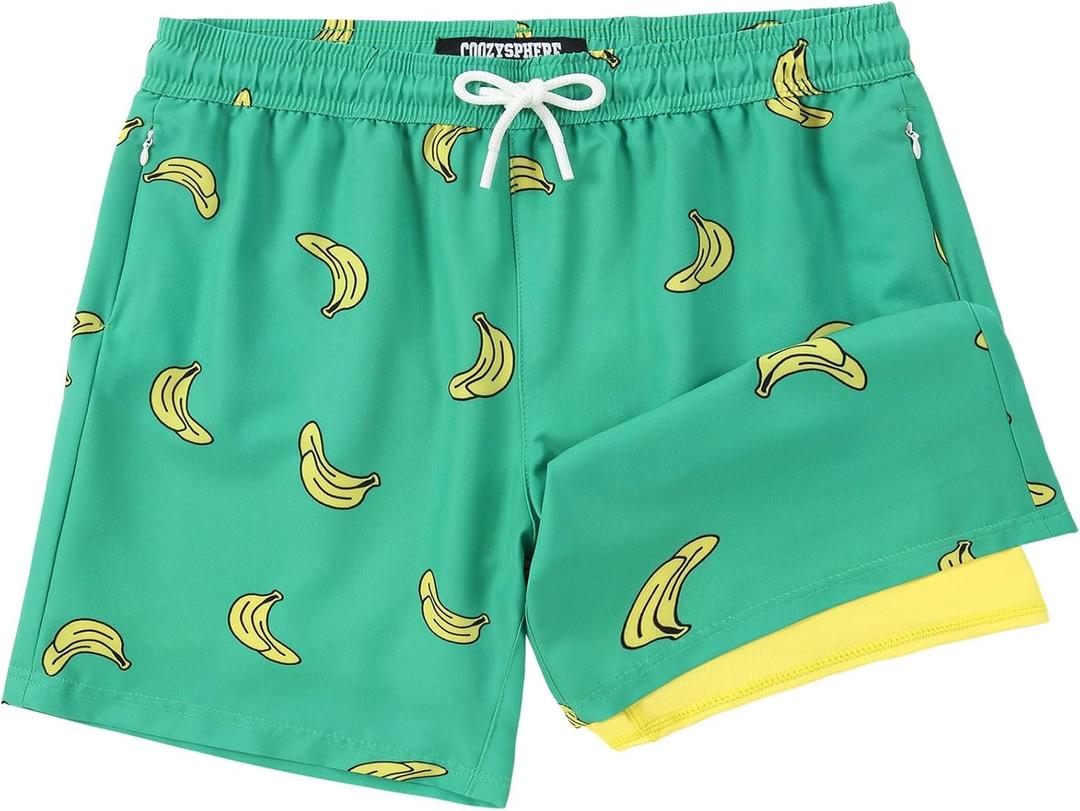 CoozySphere Boys Swim Trunks with Compression Liner 6-7 Swimming Shorts Quick Dry Bathing Suit