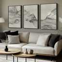 Large Framed Neutral Modern Abstract Wall Art, 3 Piece Black and Beige Canvas Prints Paintings Artwork for Walls, Minimalist Line Pictures for Living Room Hallway Office Wall Decor -Total 30x60 Inch, 20" W X 30" H X 3pcs