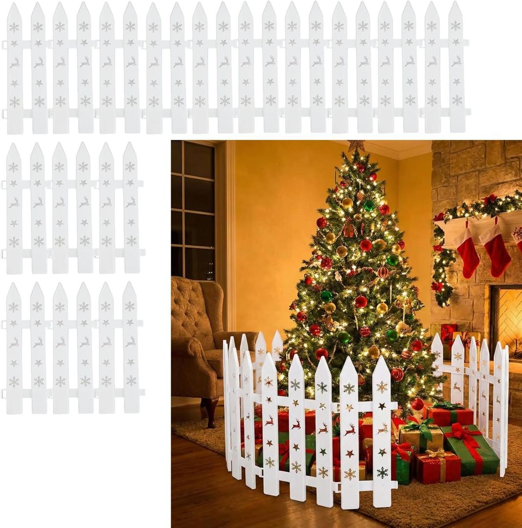 36 Pieces Christmas Tree Fence Christmas Tree Gate for White Plastic Picket Fence DecorationsApplicable to BirthdayOffice Home Wedding Party Decor 12 Inches