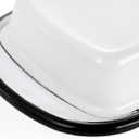 Enamel Butter Dish with Lid, Vintage Enamelware White Butter Tray Black Rim Butters Holder, Unbreakable Metal Butters Keeper Container with Cover for Countertop, Refrigerator