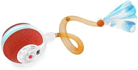 Jkanti Interactive Cat Toys for Indoor Cats,The 3rd Generation Agile Moving Cat Ball with Elastic Mesh Tail,Automatic Kitten Toys for Bored Indoor Adult Cats,Motion Activated (Orange)