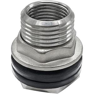 Beduan Stainless Garden Hose Bulkhead Fitting, 1" Male to 3/4" GHT Female Bulkhead Water Tank Connector Thru-bulk Fitting for Rain Barrels, Aquariums, Sinks, Irrigation