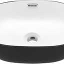 Miyili 19"x14" Black & White Bathroom Vessel Sink Modern Above Counter Bathroom Sink Porcelain Ceramic Vanity Sink Lavatory Sink Bowl Art Basin, VS4935BW