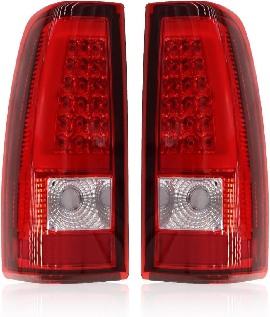 Tail Lights Compatible with 2003 2004 2005 2006 Silverado 1500 2500 3500 Red Tube Rear Light Tail Lamps Driver & Passenger GM2800174 GM2801174