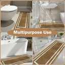 Uphome Bathroom Runner Rug, 18x47 Modern Khaki and White Long Bathroom Rug Non Slip Washable, Soft Microfiber Absorbent Bath Mat Runner for Tub, Shower, Floor, Sink